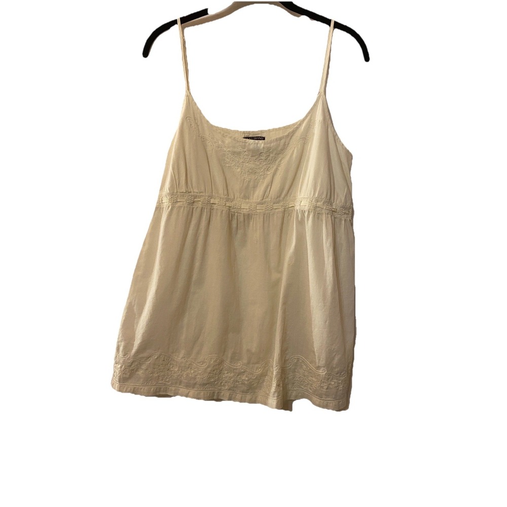 Women's Cream Ivory Embroidered Camisole Tank Top Sz M Romantic Cottagecore Boho